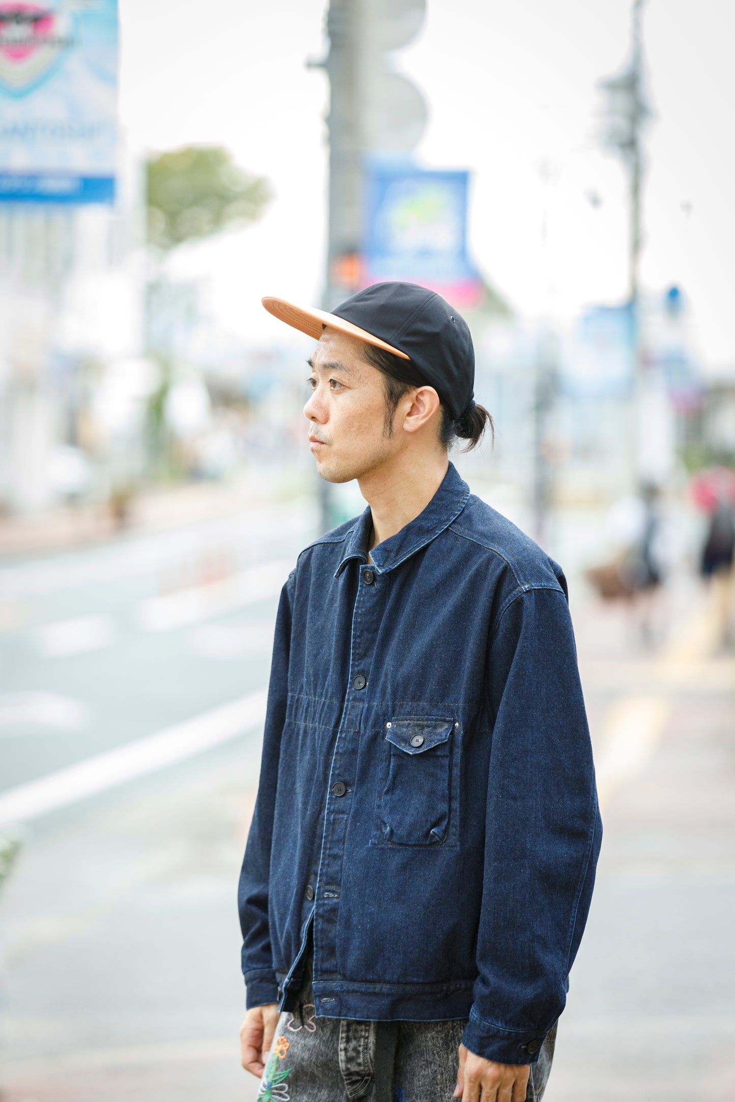 THE FACTORY MADE / LEATHER BICOLOR CAP - BLACK【FM934】