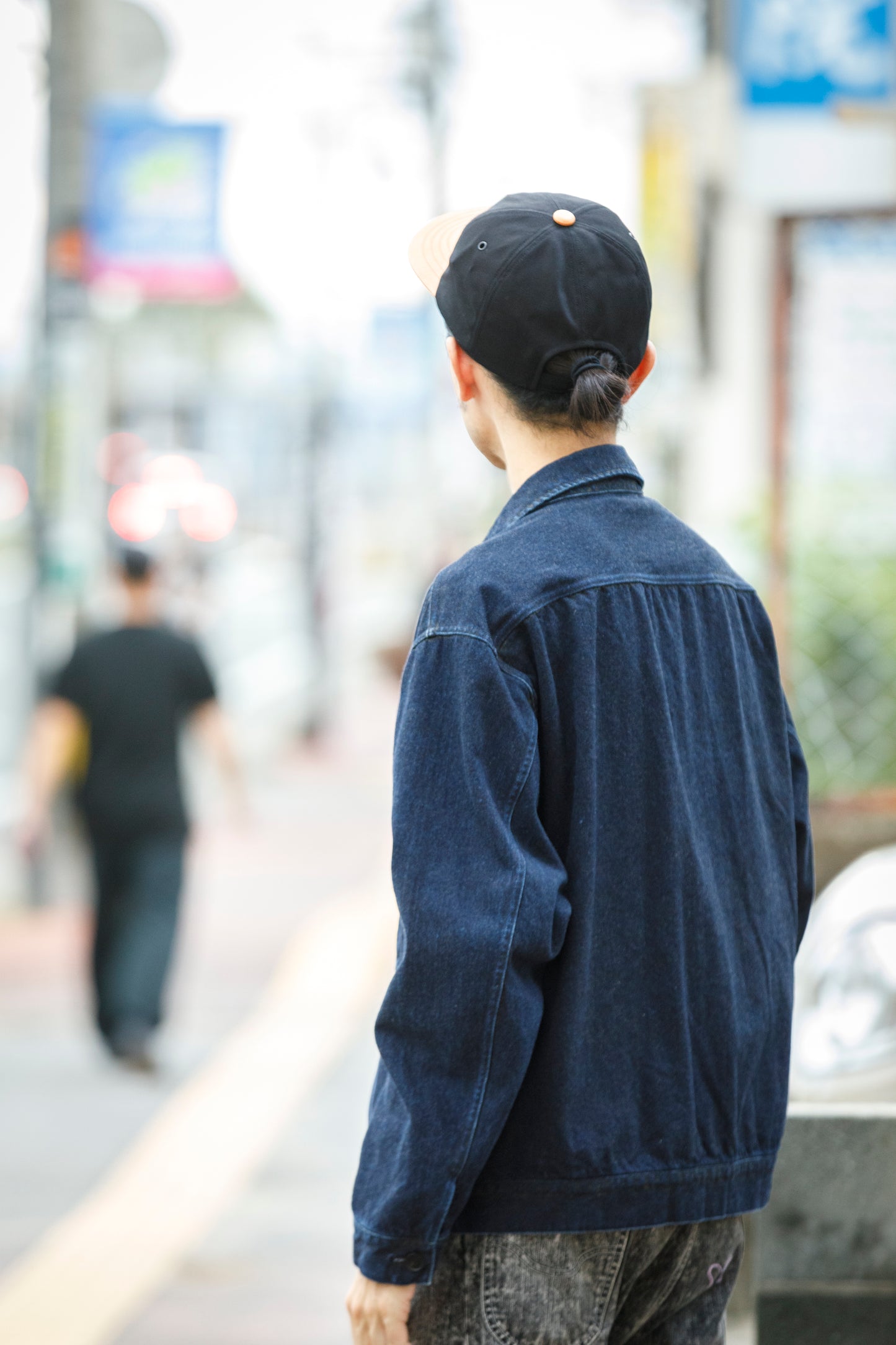 THE FACTORY MADE / LEATHER BICOLOR CAP - BLACK【FM934】