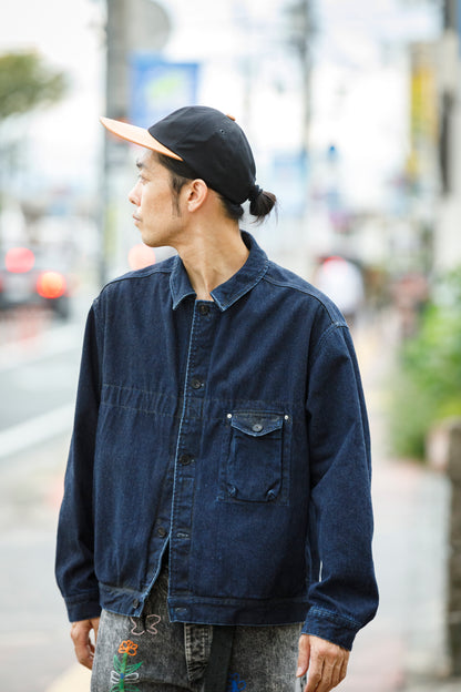 THE FACTORY MADE / LEATHER BICOLOR CAP - BLACK【FM934】