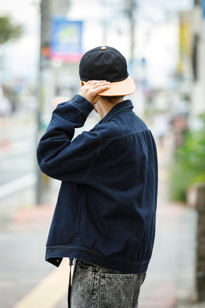 THE FACTORY MADE / LEATHER BICOLOR CAP - BLACK【FM934】