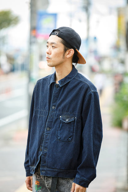 THE FACTORY MADE / LEATHER BICOLOR CAP - BLACK【FM934】