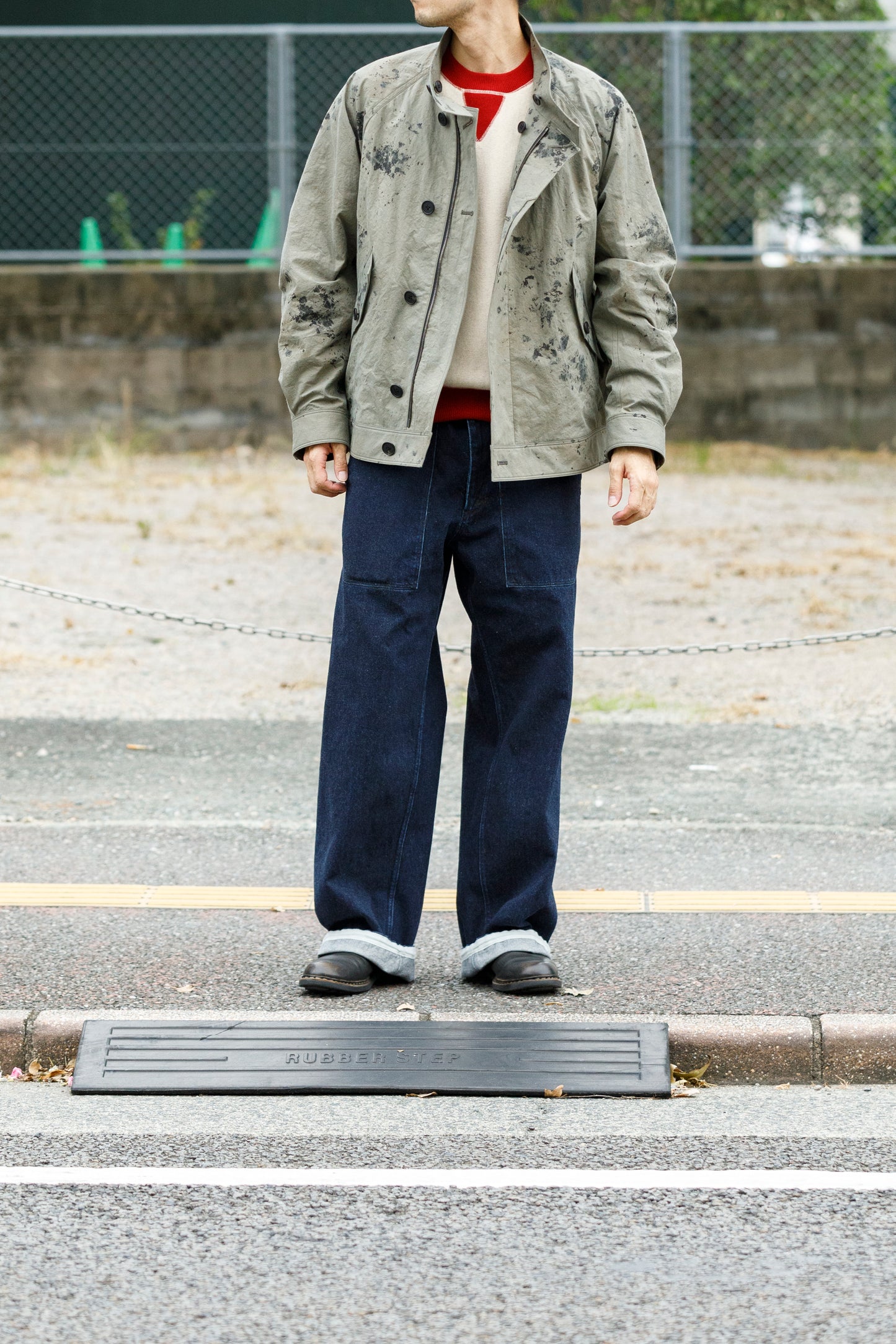 山内 25221 / 3wayシールドコットン・ジップジャケット - khaki × arimatsu black