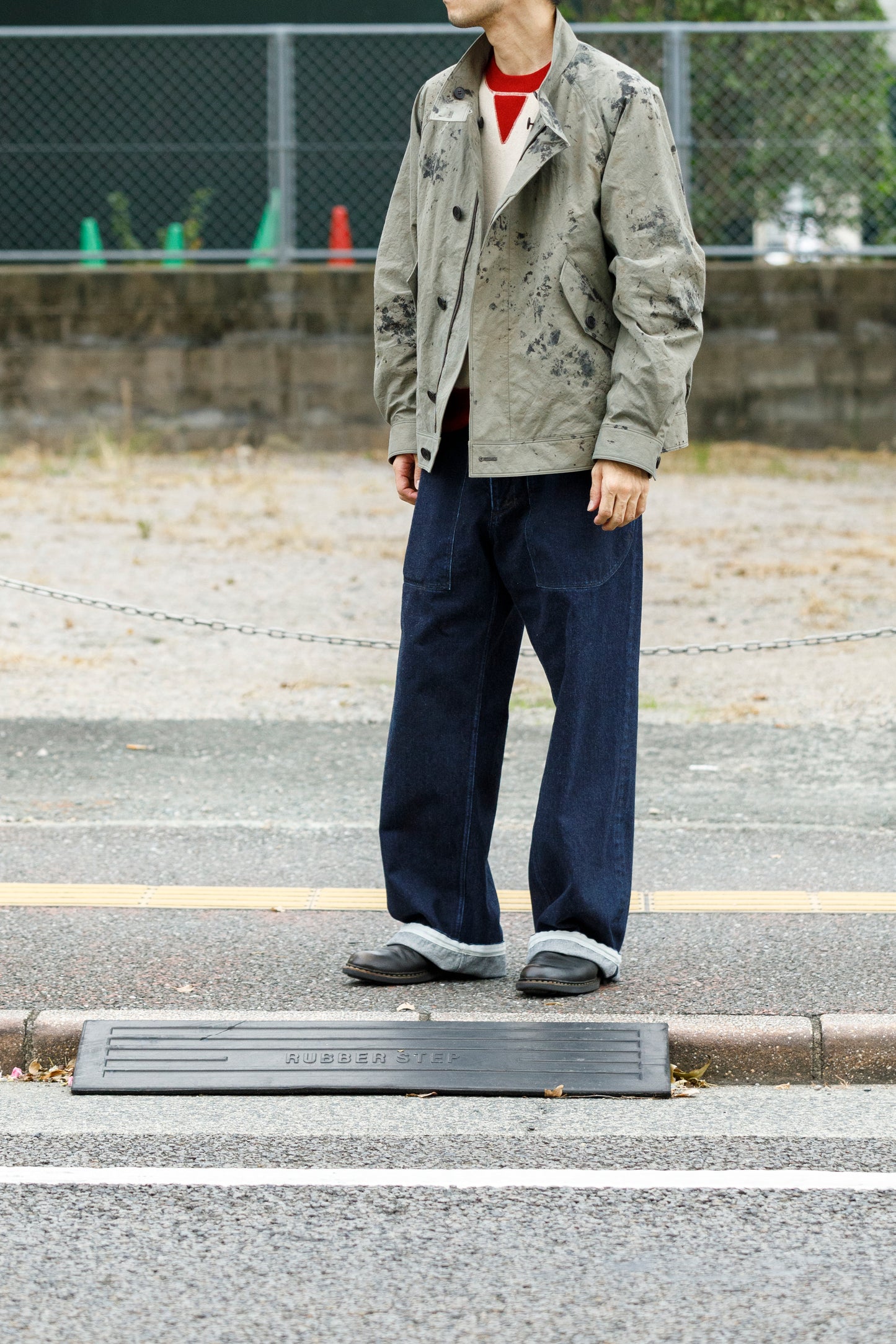 山内 25221 / 3wayシールドコットン・ジップジャケット - khaki × arimatsu black