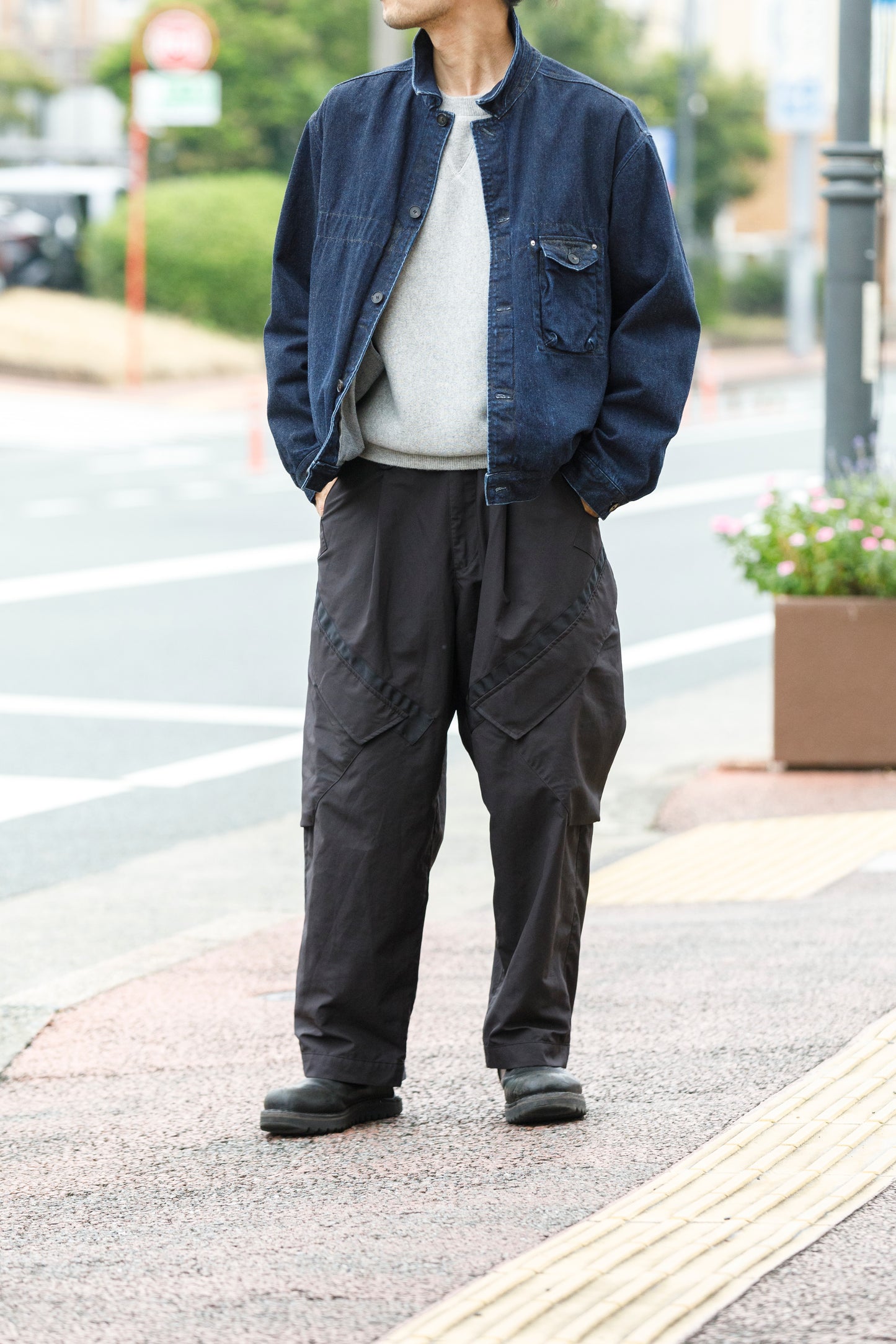 NULABEL / 522-204 URUSHI COATED DENIM TRUCKER JACKET - COAL BLACK