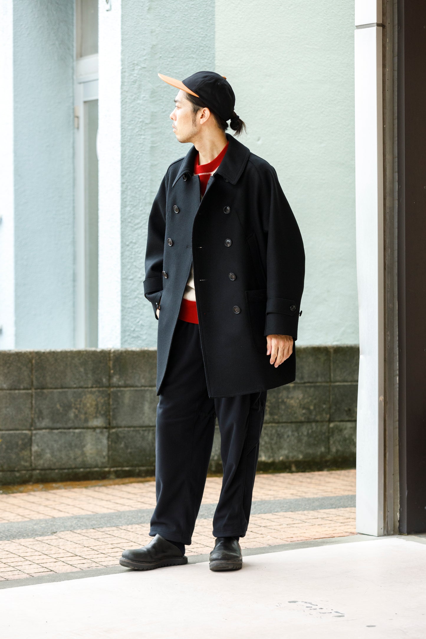 THE FACTORY MADE / LEATHER BICOLOR CAP - BLACK【FM934】