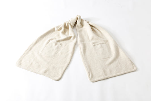 Nikki ESSENTIAL PIECE  / Felting Wool Over Stole - White×Beige