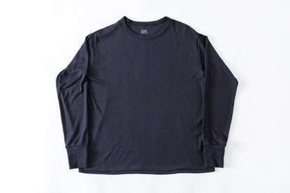 Nikki ESSENTIAL PIECE /  Wool Silk Fraise Stitch Jersey Crewneck(Unisex) - Chacoal