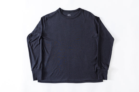 Nikki ESSENTIAL PIECE /  Wool Silk Fraise Stitch Jersey Crewneck(Unisex) - Chacoal