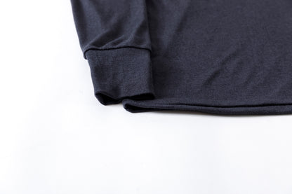 Nikki ESSENTIAL PIECE /  Wool Silk Fraise Stitch Jersey Crewneck(Unisex) - Chacoal