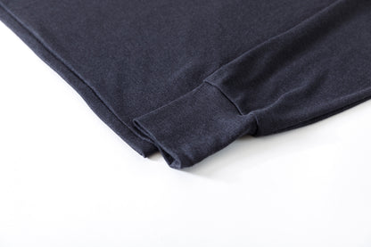 Nikki ESSENTIAL PIECE /  Wool Silk Fraise Stitch Jersey Crewneck(Unisex) - Chacoal