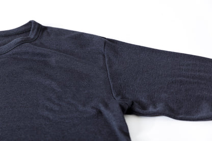 Nikki ESSENTIAL PIECE /  Wool Silk Fraise Stitch Jersey Crewneck(Unisex) - Chacoal
