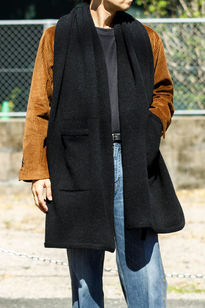 Nikki ESSENTIAL PIECE  / Felting Wool Over Stole - Chacoal