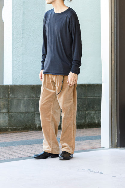 Nikki ESSENTIAL PIECE /  Wool Silk Fraise Stitch Jersey Crewneck(Unisex) - Chacoal