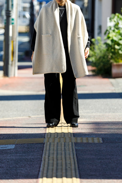 Nikki ESSENTIAL PIECE  / Felting Wool Over Stole - White×Beige