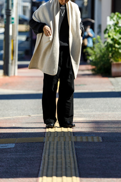 Nikki ESSENTIAL PIECE  / Felting Wool Over Stole - White×Beige