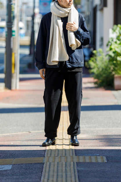 Nikki ESSENTIAL PIECE  / Felting Wool Over Stole - White×Beige