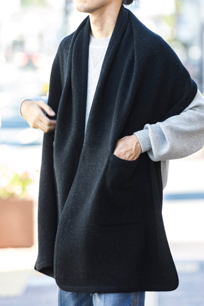 Nikki ESSENTIAL PIECE  / Felting Wool Over Stole - Chacoal