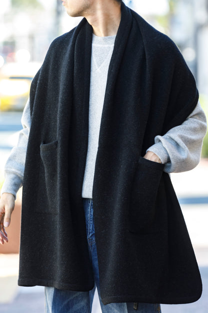 Nikki ESSENTIAL PIECE  / Felting Wool Over Stole - Chacoal
