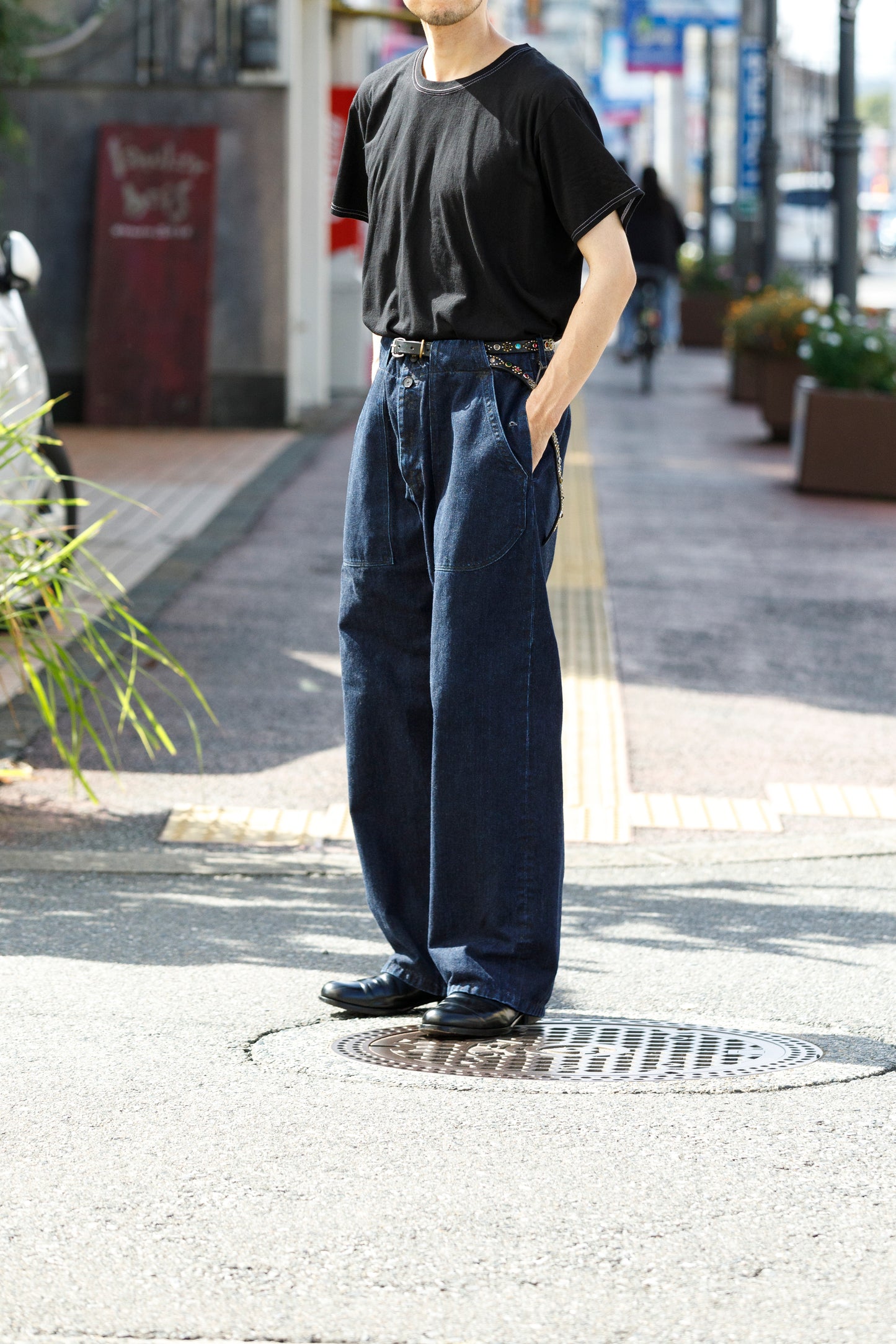 NULABEL / 522-501 GARMENT DYED T-SHIRT(×BRACKETS) - Midnight