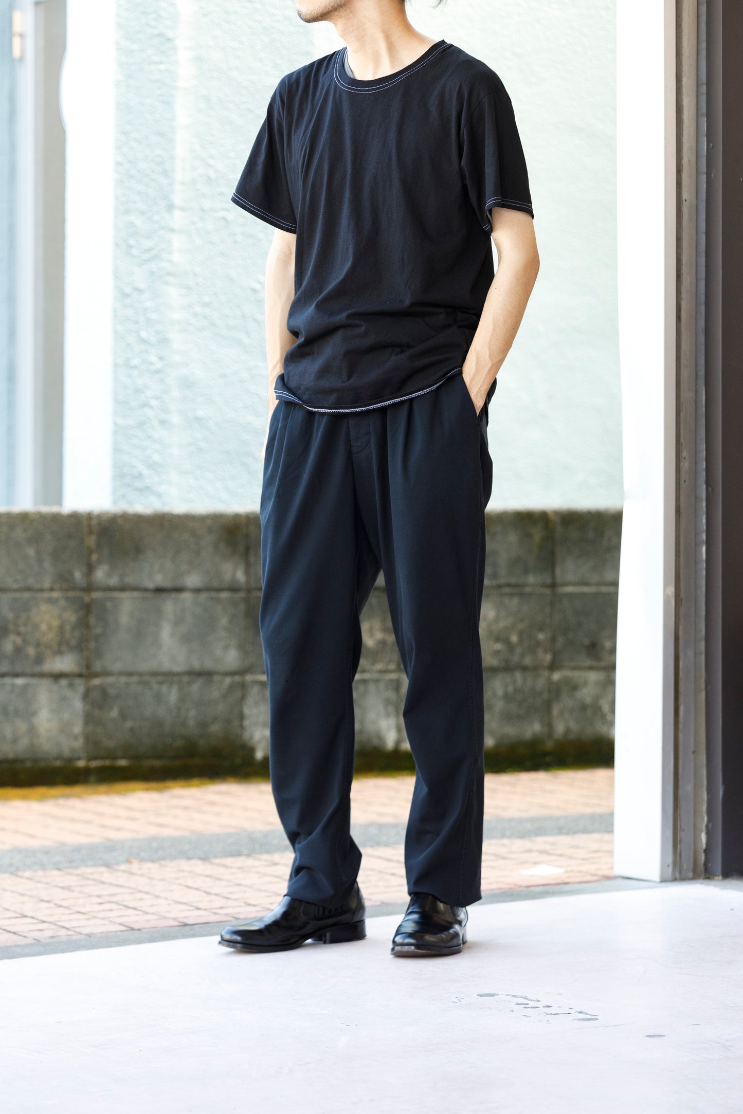 NULABEL / 522-501 GARMENT DYED T-SHIRT(×BRACKETS) - Midnight