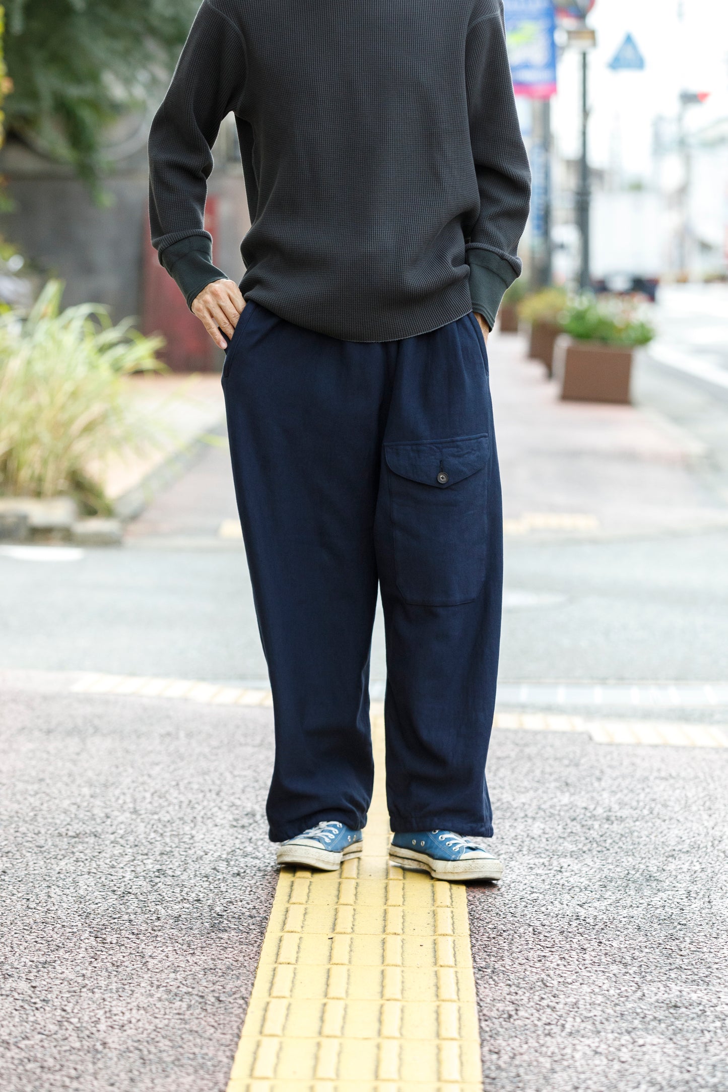 NULABEL / 522-706 GARMENT DYED SWEAT TROUSERS - Midnight