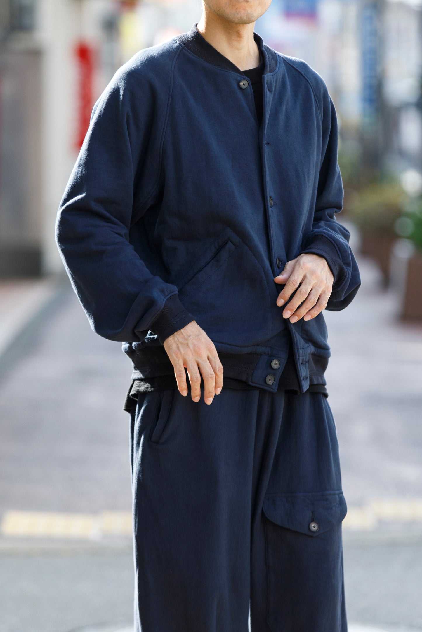 NULABEL / 522-706 GARMENT DYED SWEAT AWARD JACKET - Midnight