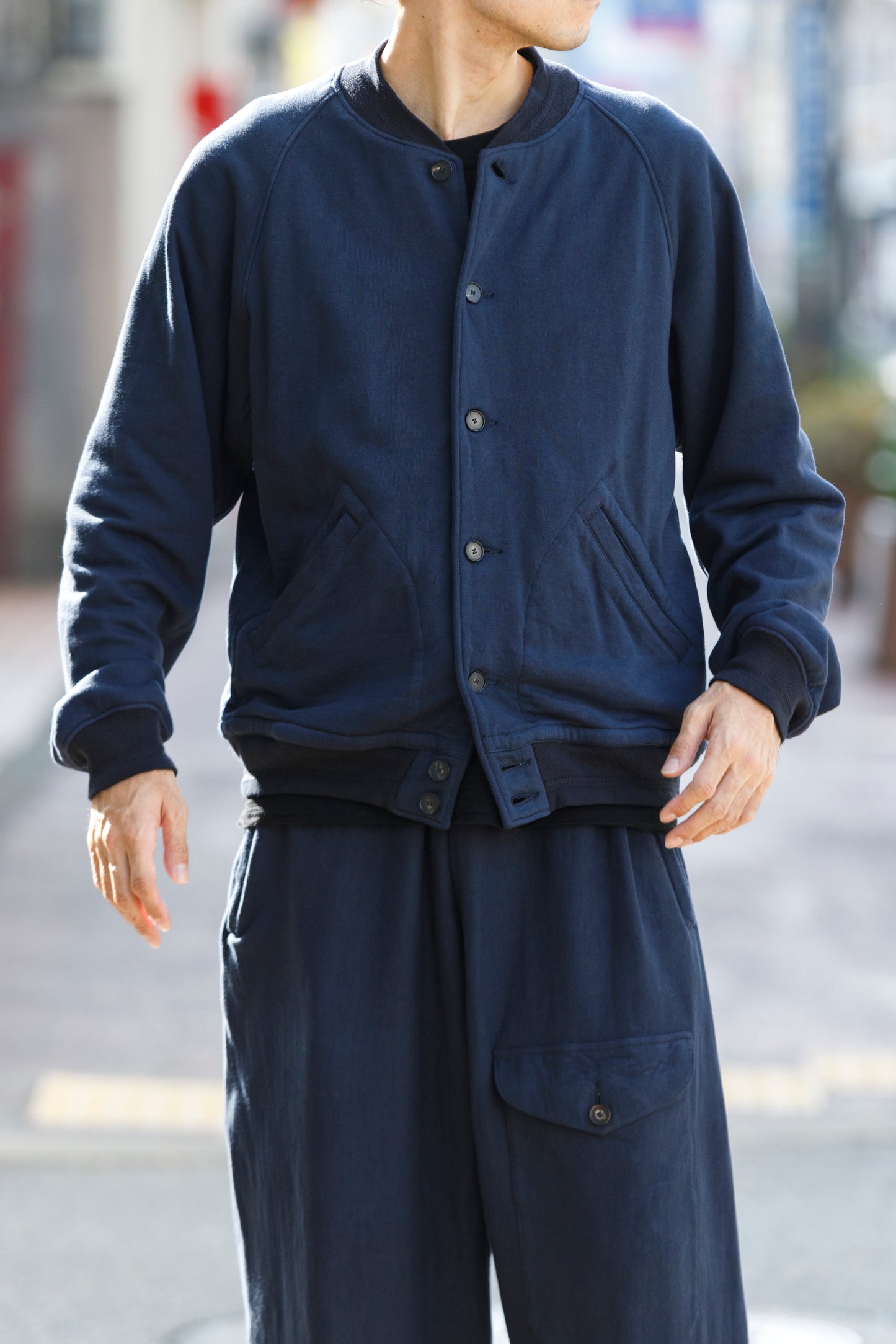NULABEL / 522-706 GARMENT DYED SWEAT AWARD JACKET - Midnight