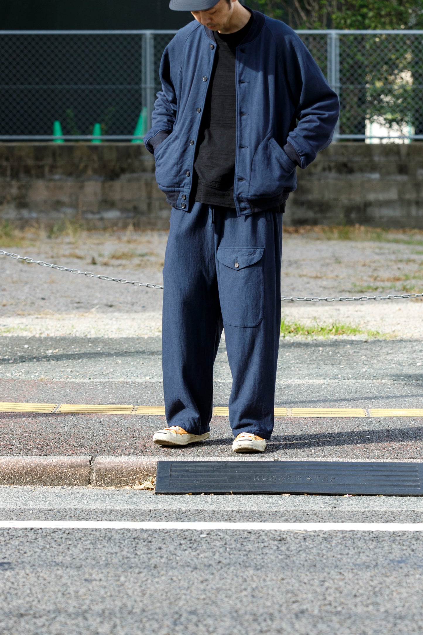 NULABEL / 522-706 GARMENT DYED SWEAT AWARD JACKET - Midnight