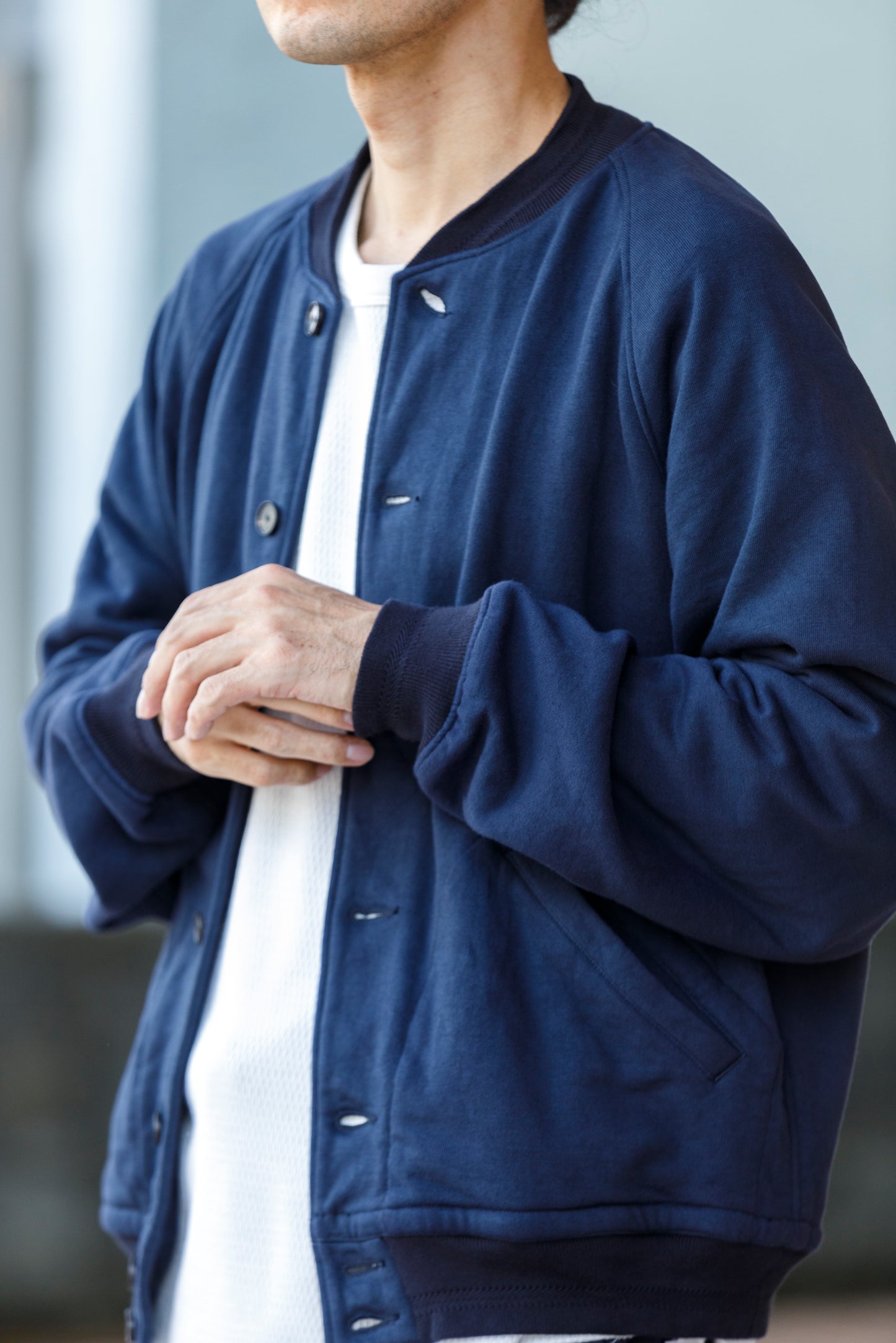 NULABEL / 522-706 GARMENT DYED SWEAT AWARD JACKET - Midnight