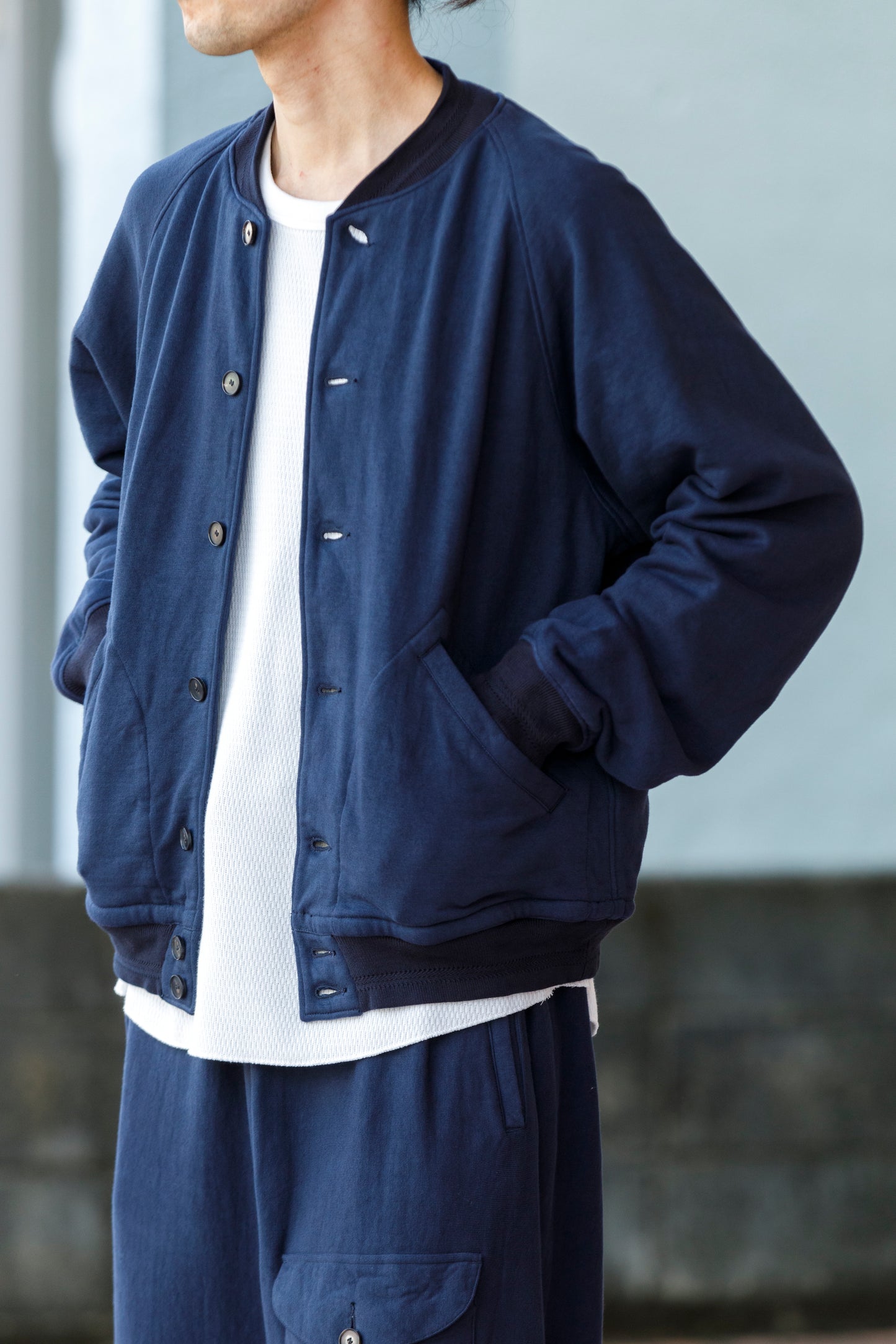 NULABEL / 522-706 GARMENT DYED SWEAT AWARD JACKET - Midnight