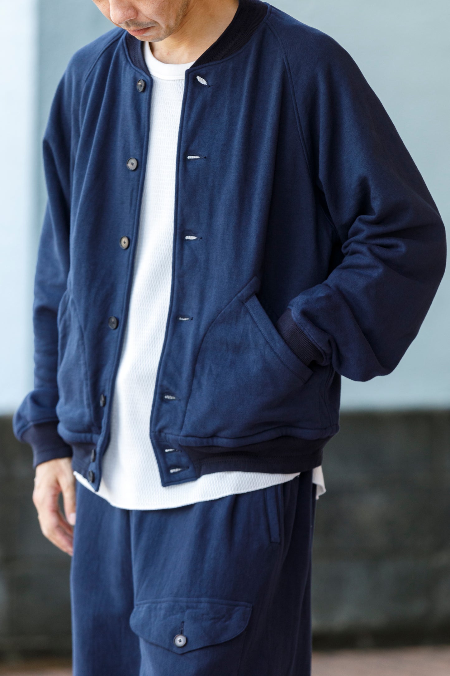 NULABEL / 522-706 GARMENT DYED SWEAT AWARD JACKET - Midnight