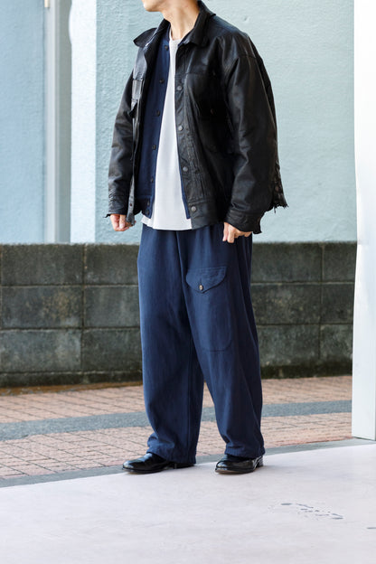 NULABEL / 522-706 GARMENT DYED SWEAT AWARD JACKET - Midnight