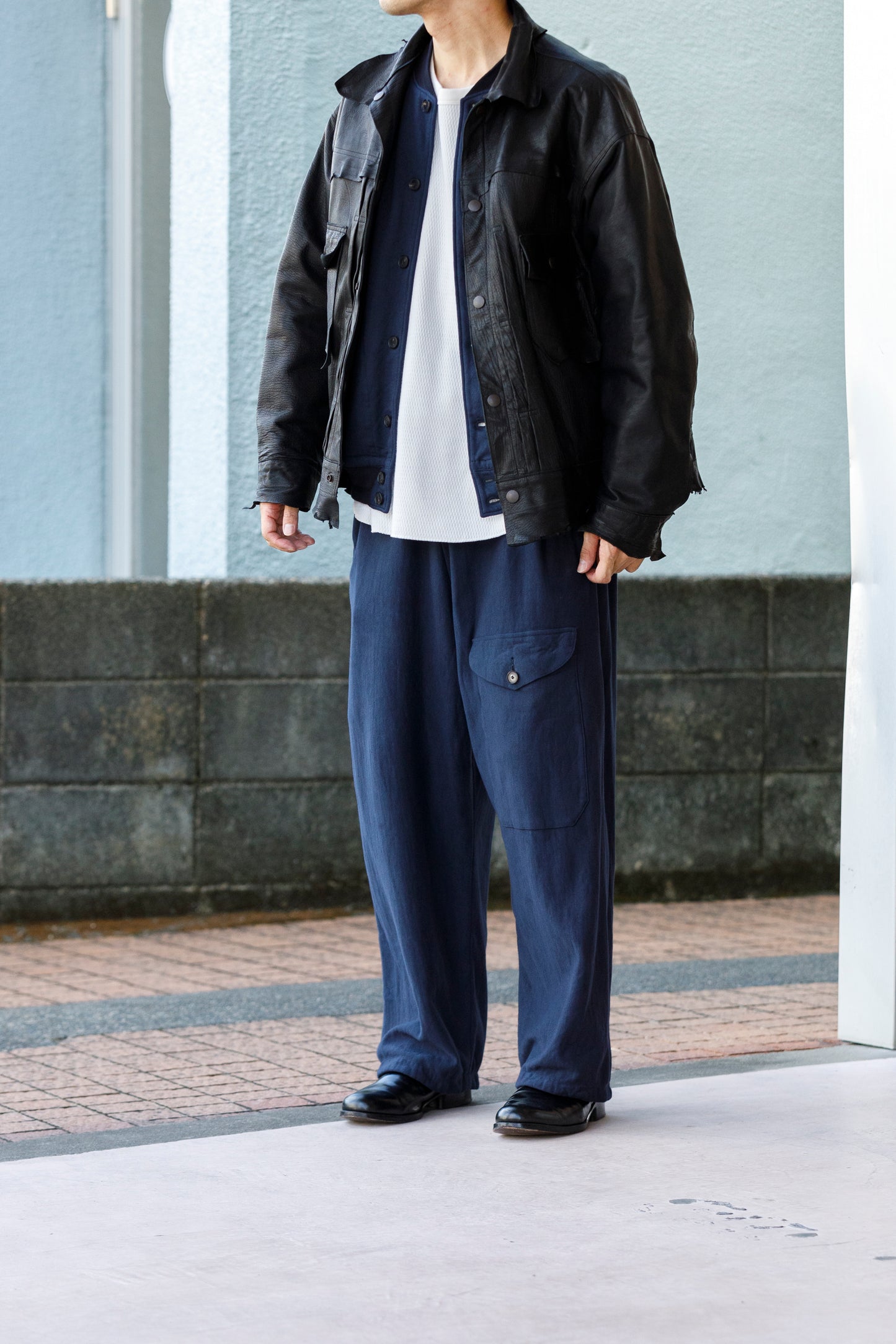 NULABEL / 522-706 GARMENT DYED SWEAT AWARD JACKET - Midnight