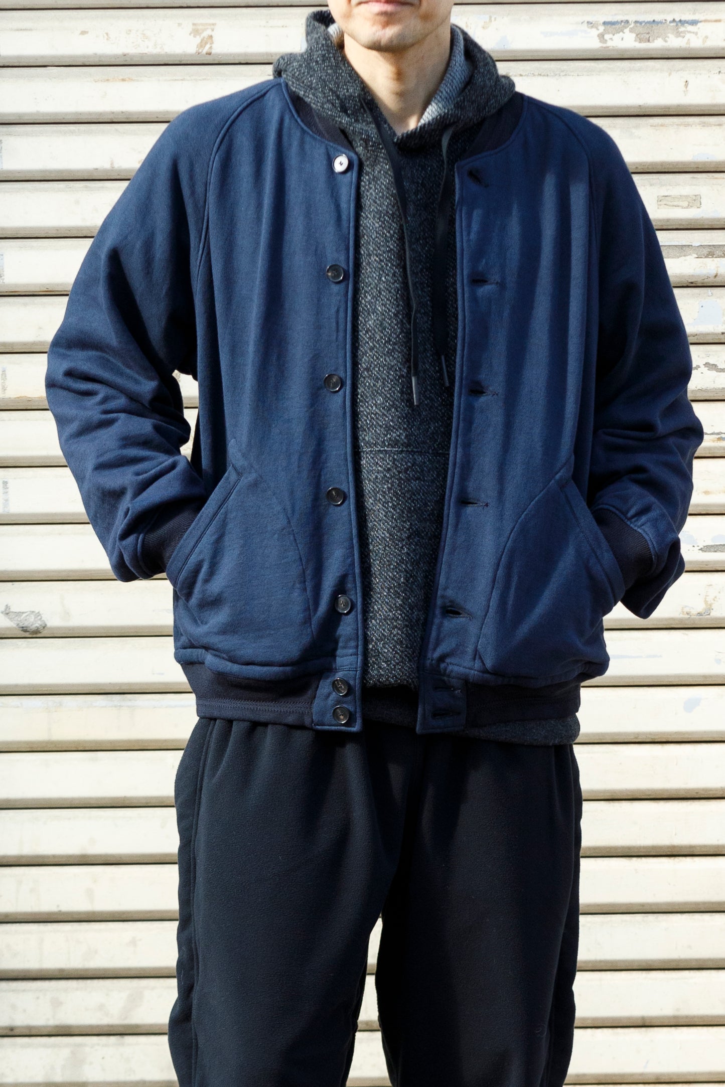 NULABEL / 522-706 GARMENT DYED SWEAT AWARD JACKET - Midnight