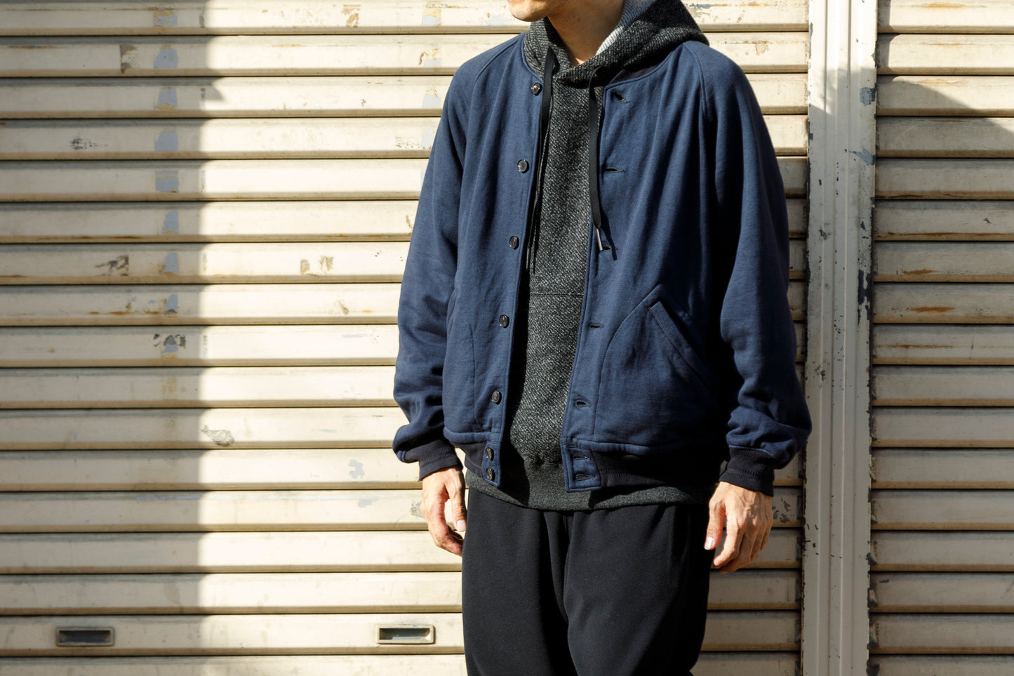 NULABEL / 522-706 GARMENT DYED SWEAT AWARD JACKET - Midnight