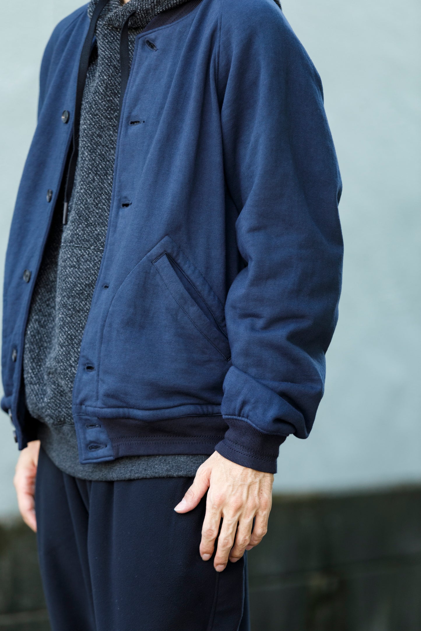 NULABEL / 522-706 GARMENT DYED SWEAT AWARD JACKET - Midnight