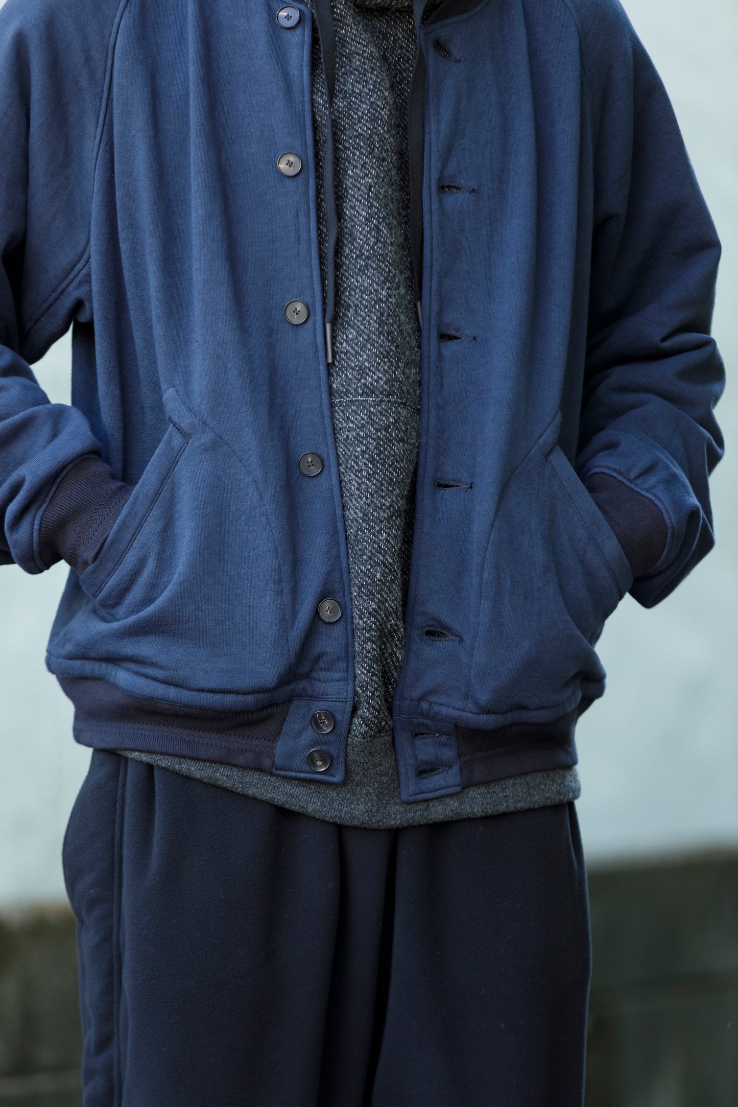 NULABEL / 522-706 GARMENT DYED SWEAT AWARD JACKET - Midnight