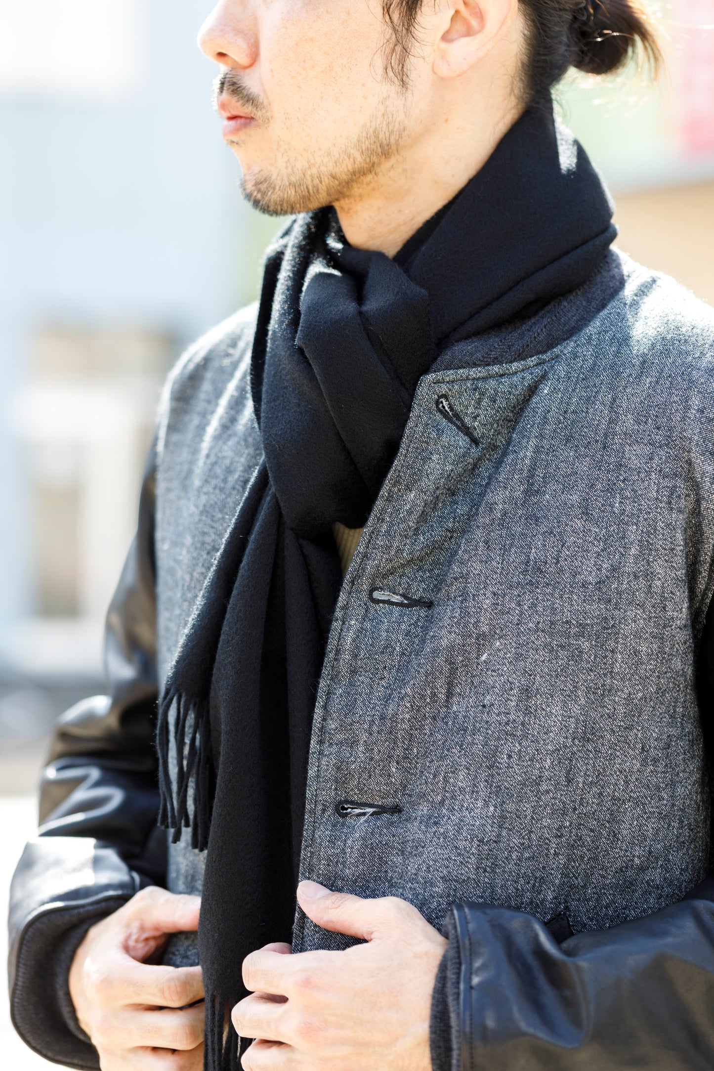 Joshua Ellis / Cashmere plain stole 35×190 - BLACK(CPG 60004)