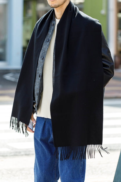 Joshua Ellis / Cashmere plain stole 35×190 - BLACK(CPG 60004)