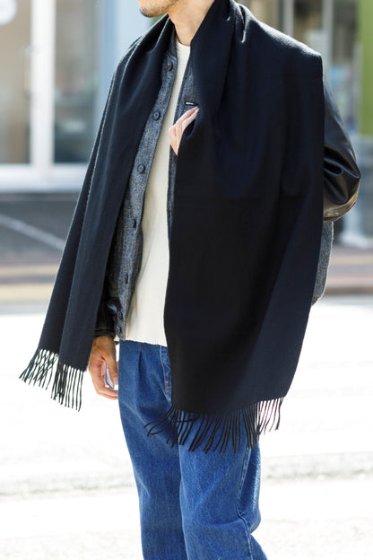 Joshua Ellis / Cashmere plain stole 35×190 - BLACK(CPG 60004)