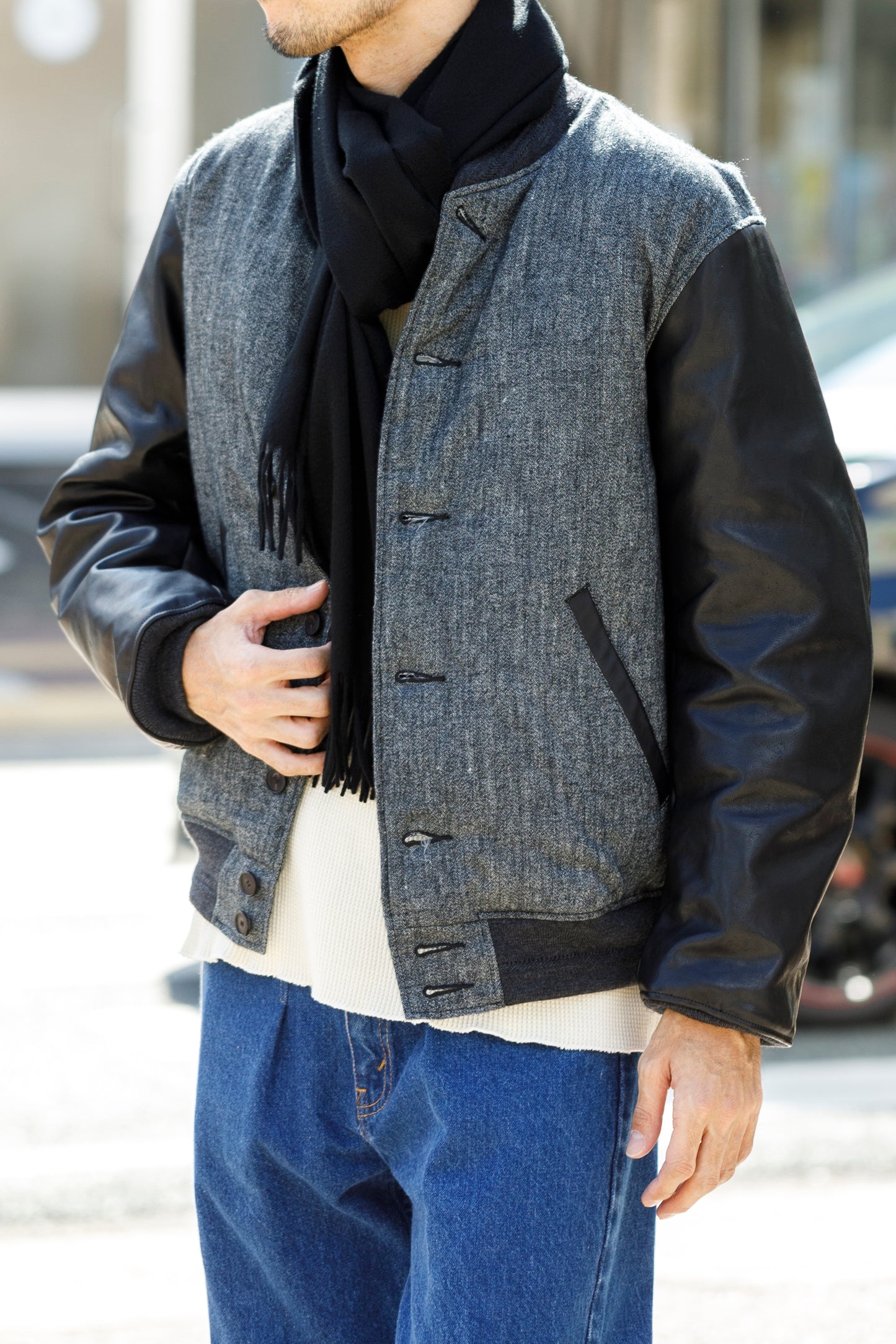 Joshua Ellis / Cashmere plain stole 35×190 - BLACK(CPG 60004)