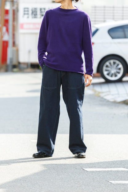 NULABEL /  522-701 URUSHI COATED DENIM TROUSERS - COAL BLACK