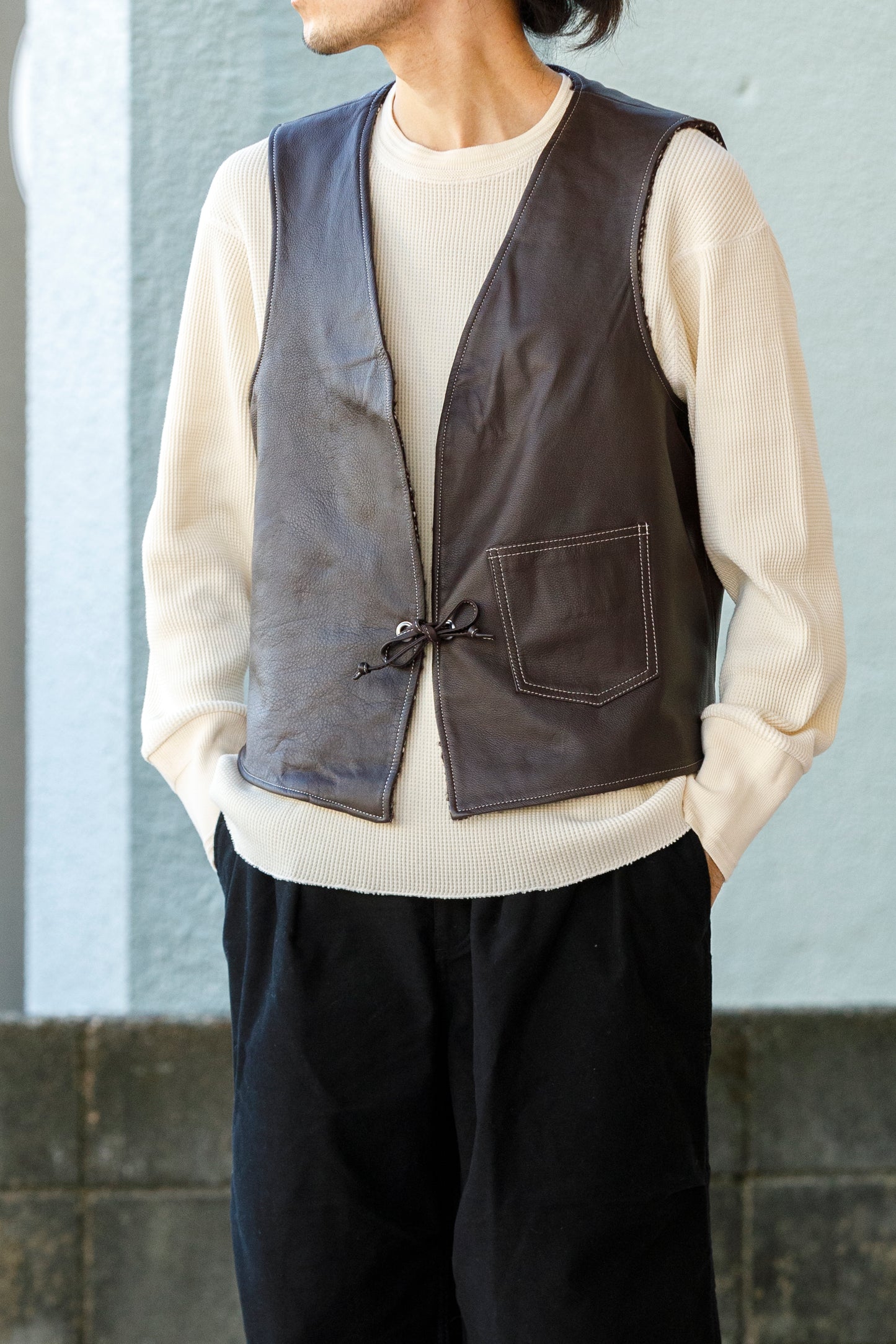 Willow Pants / P-033 BROWN LEATHER × BROWN 杢