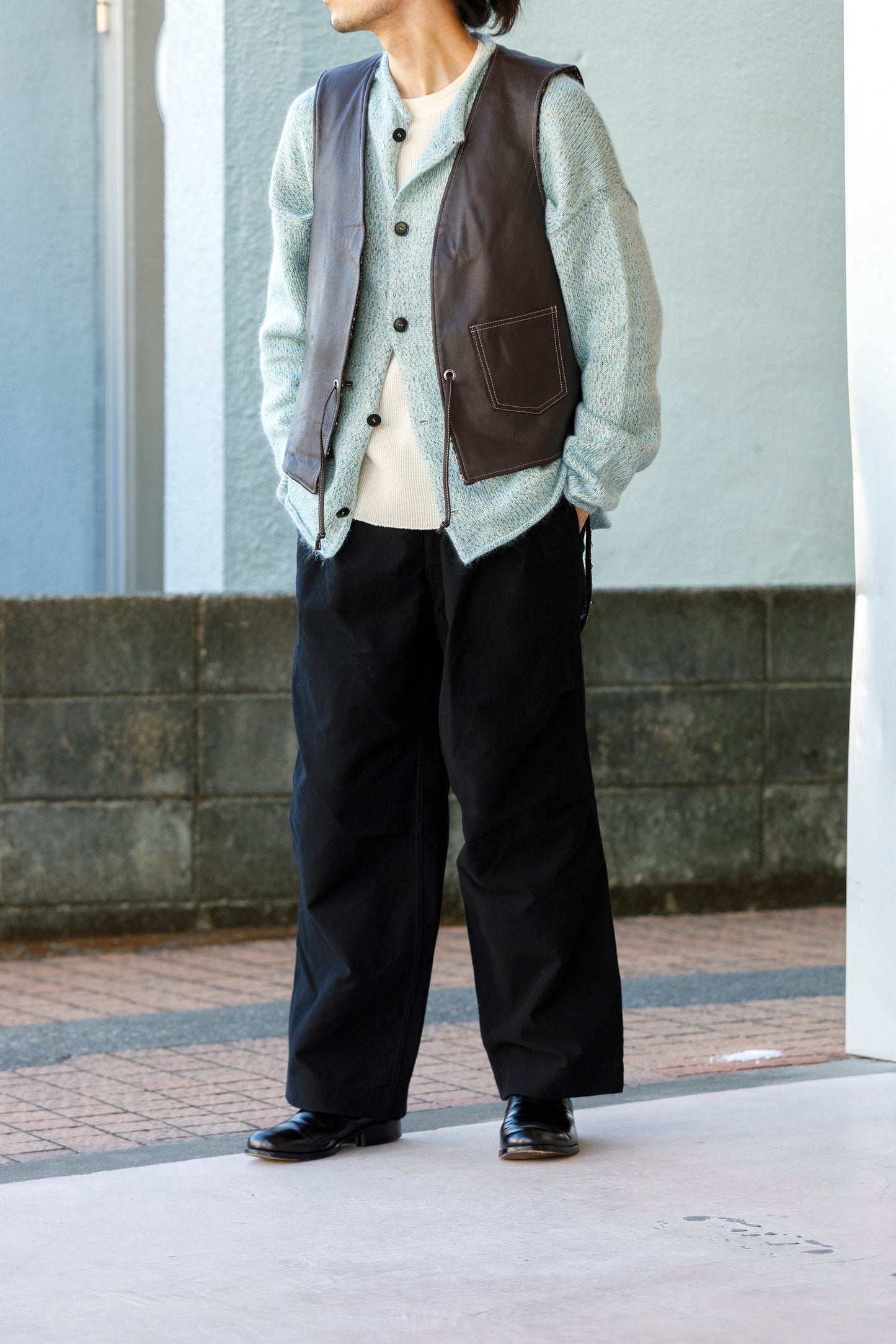 Willow Pants / P-033 BROWN LEATHER × BROWN 杢