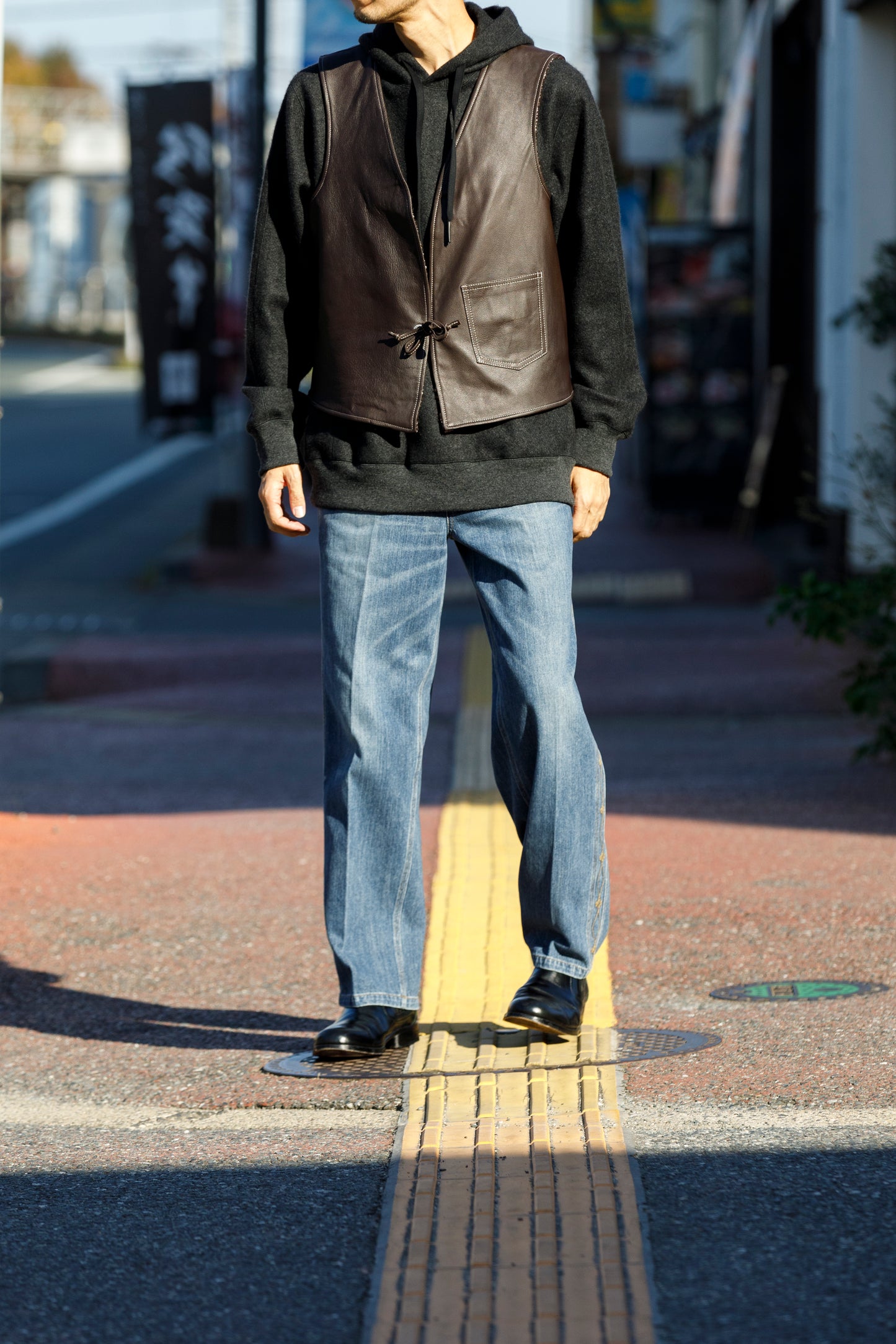 Willow Pants / P-033 BROWN LEATHER × BROWN 杢