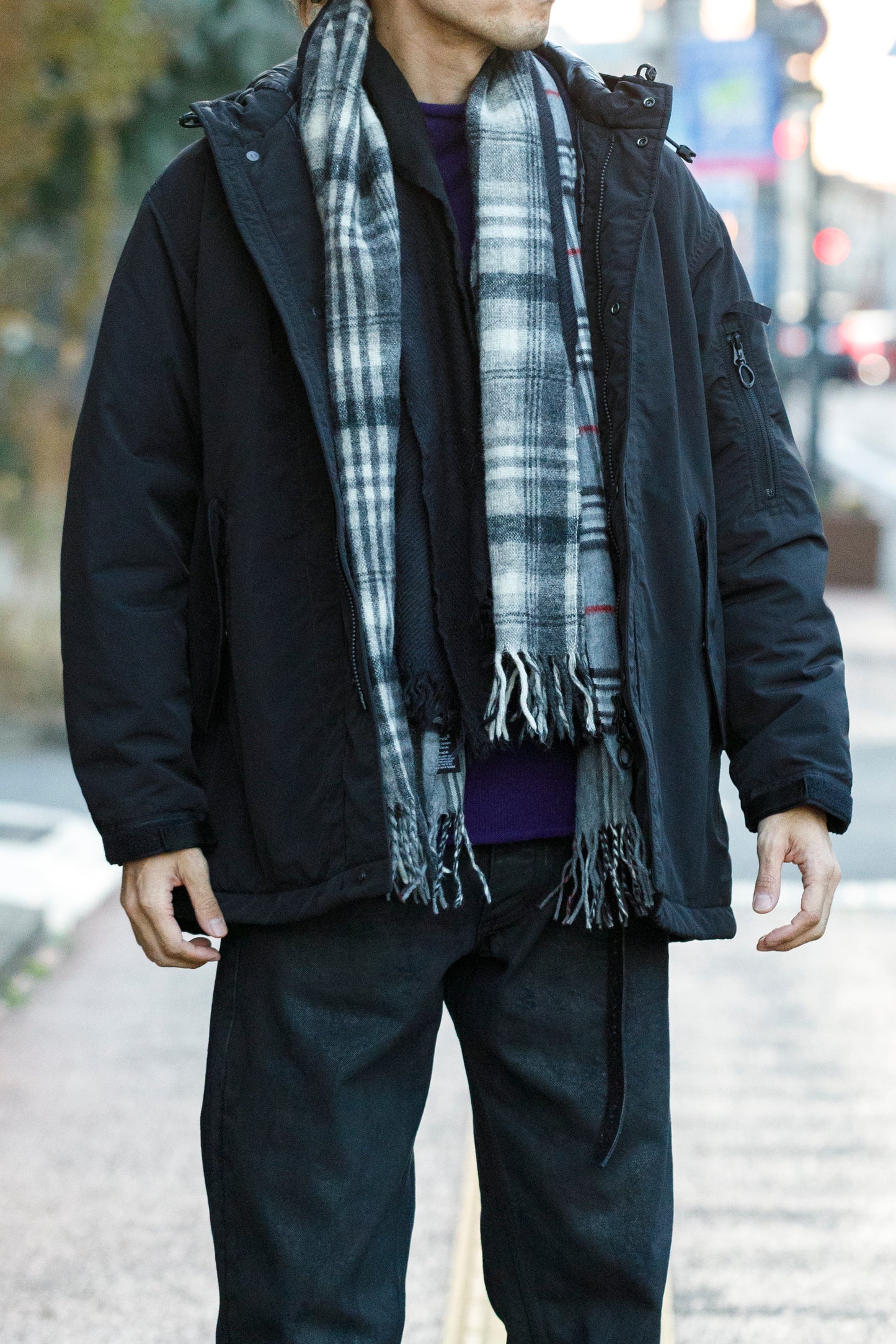 ink / FREELY SCARF - BLACK