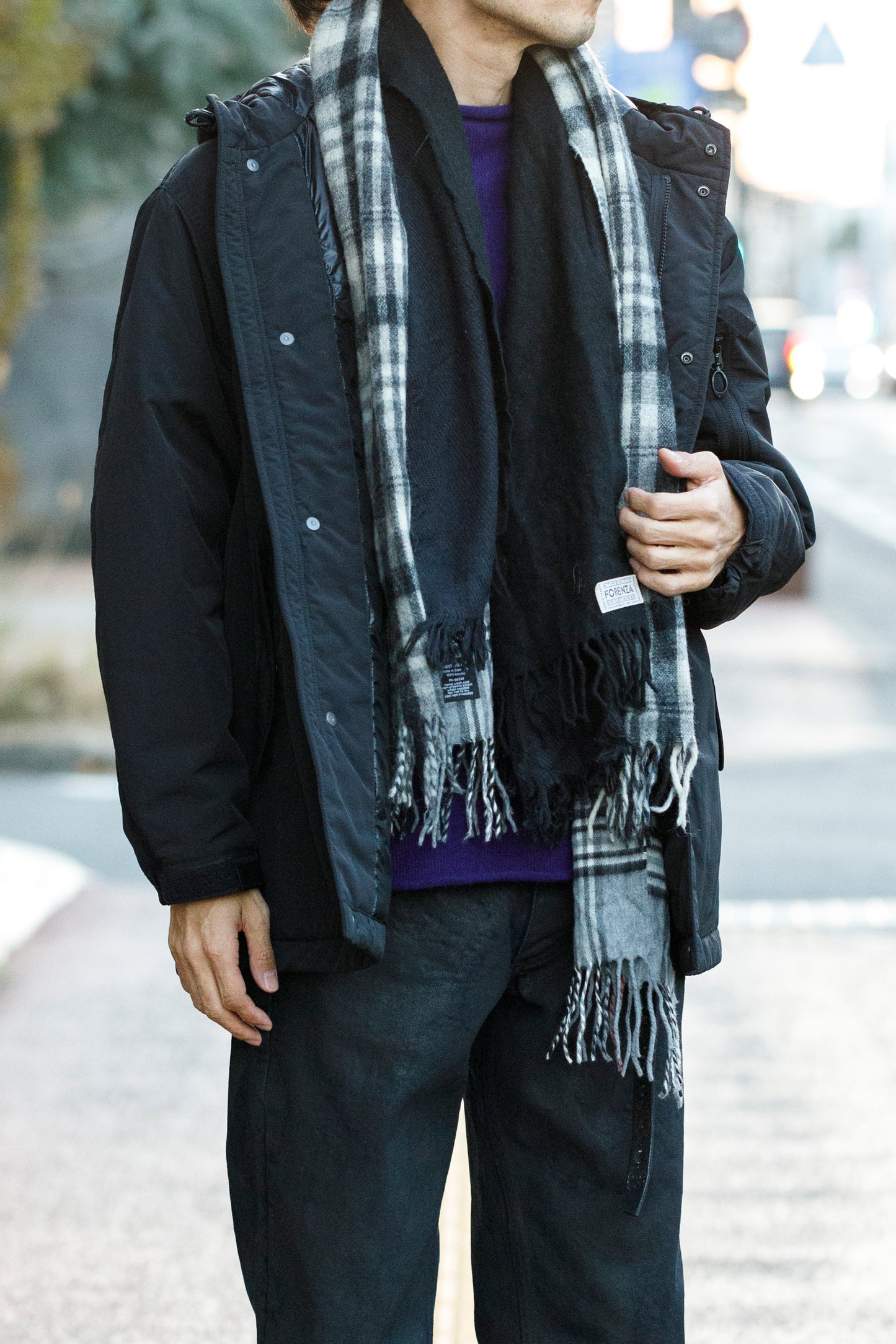 ink / FREELY SCARF - BLACK