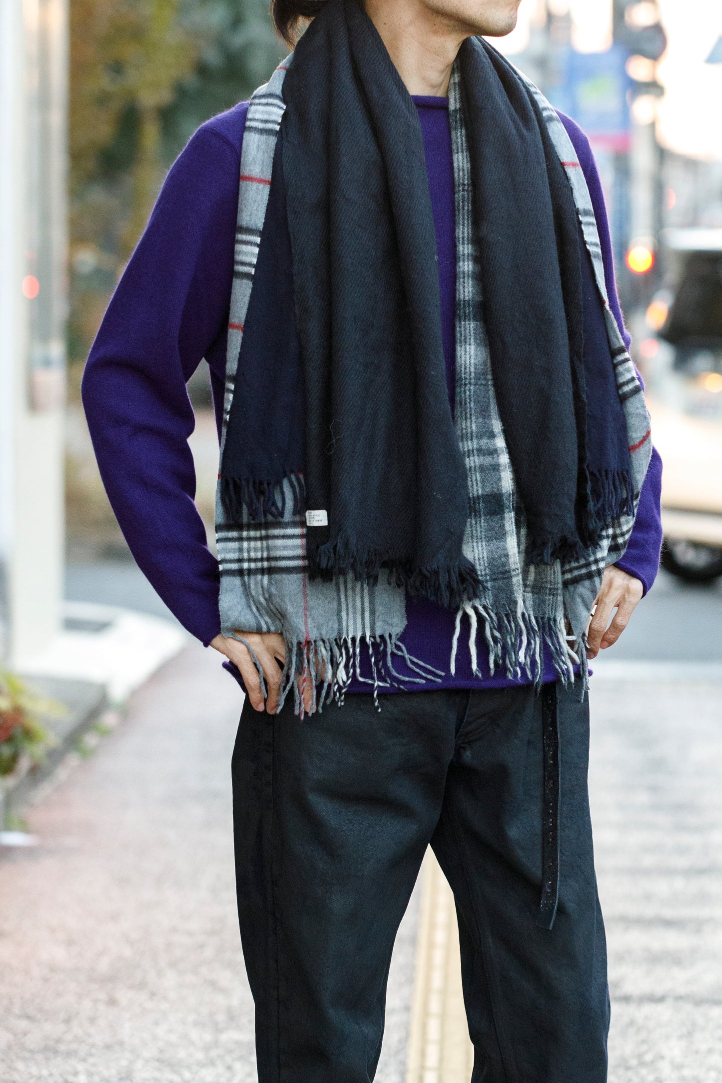 ink / FREELY SCARF - BLACK