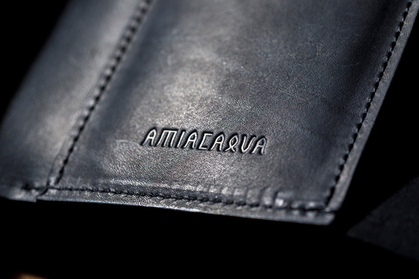 AMIACALVA / AK-007 GUIDI&ROSELLINI MEDIUM WALLET - Black