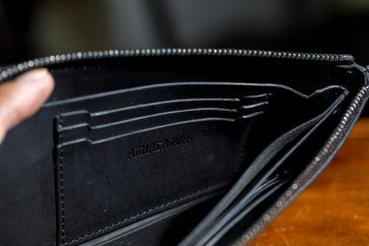 AMIACALVA / AK-042 GUIDI&ROSELLINI LONG ZIP WALLET - Black